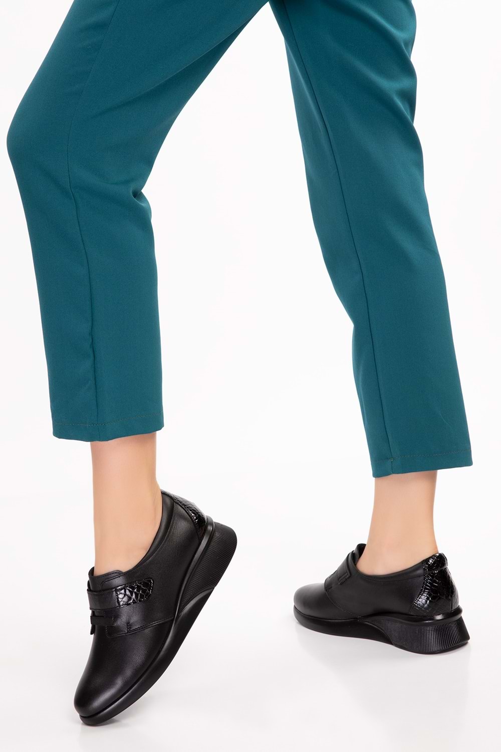 Gondol Hakiki Deri Anatomik Taban Rahat Lastik Bağcıklı Ayakkabı elnr.5808 - Siyah - 37