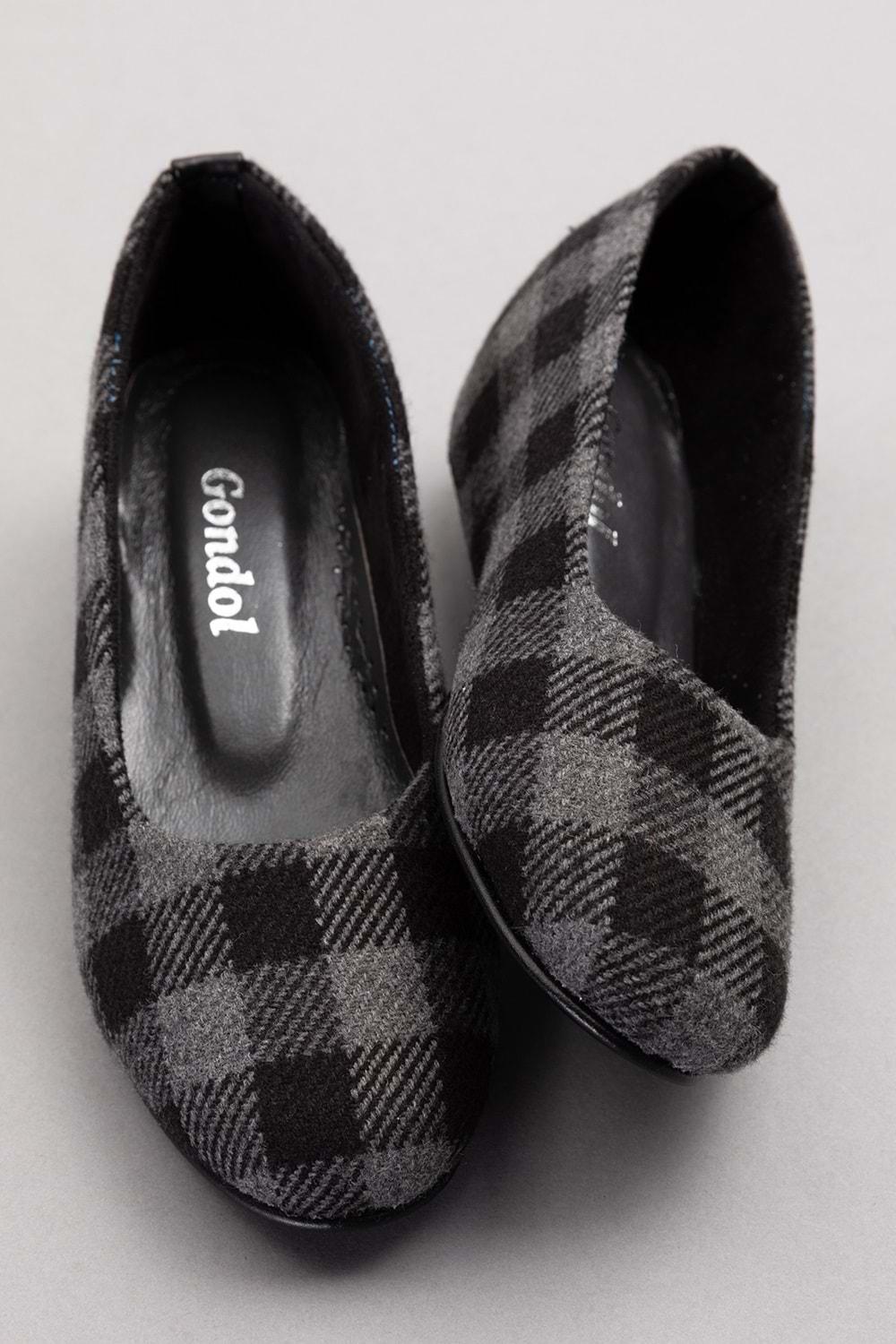 Gondol İçi Deri Ekose Desenli Ev Ayakkabısı mik.590 - Siyah - 41