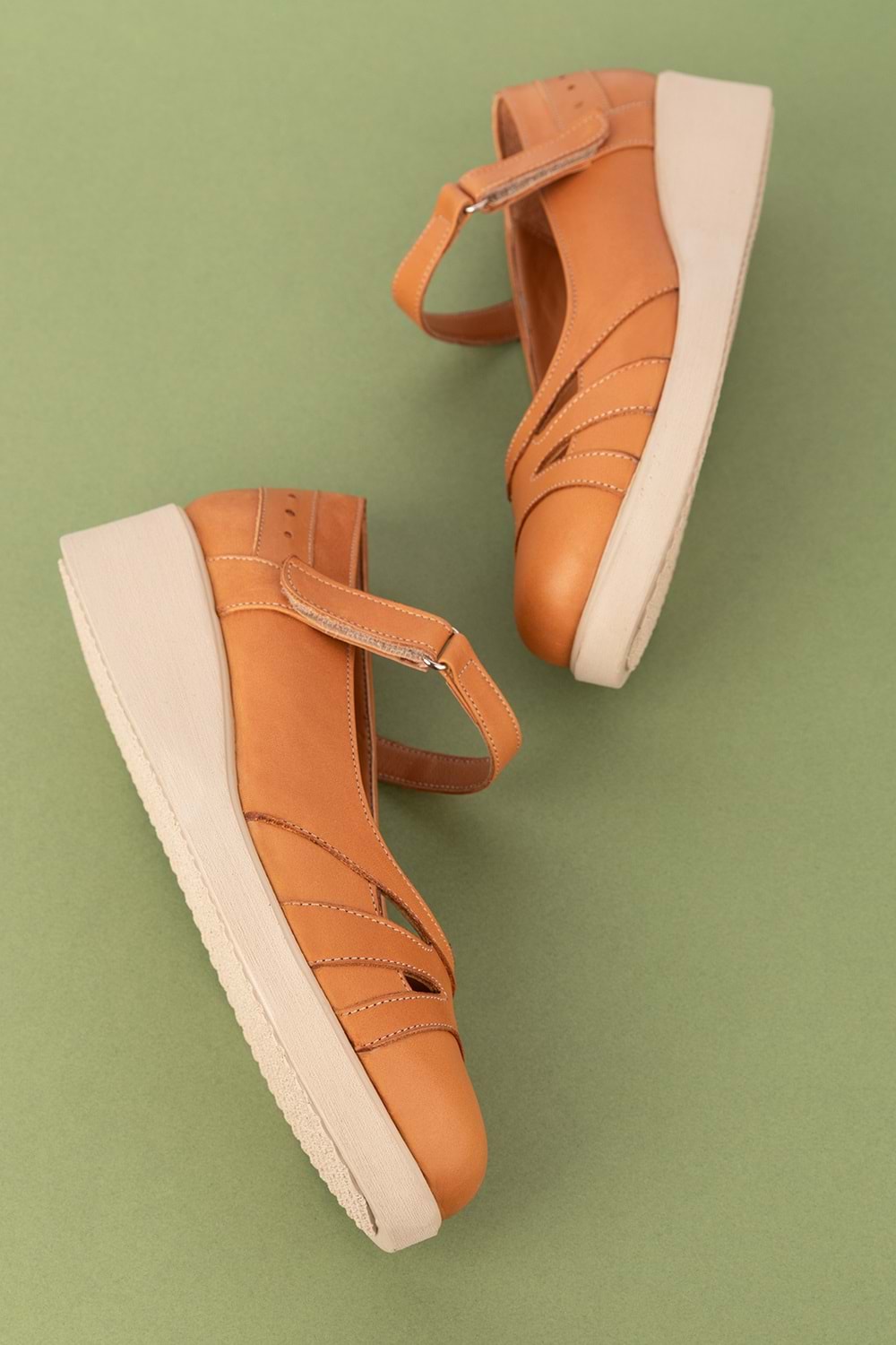 Gondol Hakiki Deri Anatomik Taban Cırtlı Rahat Ayakkabı mlk.5470 - Taba - 41