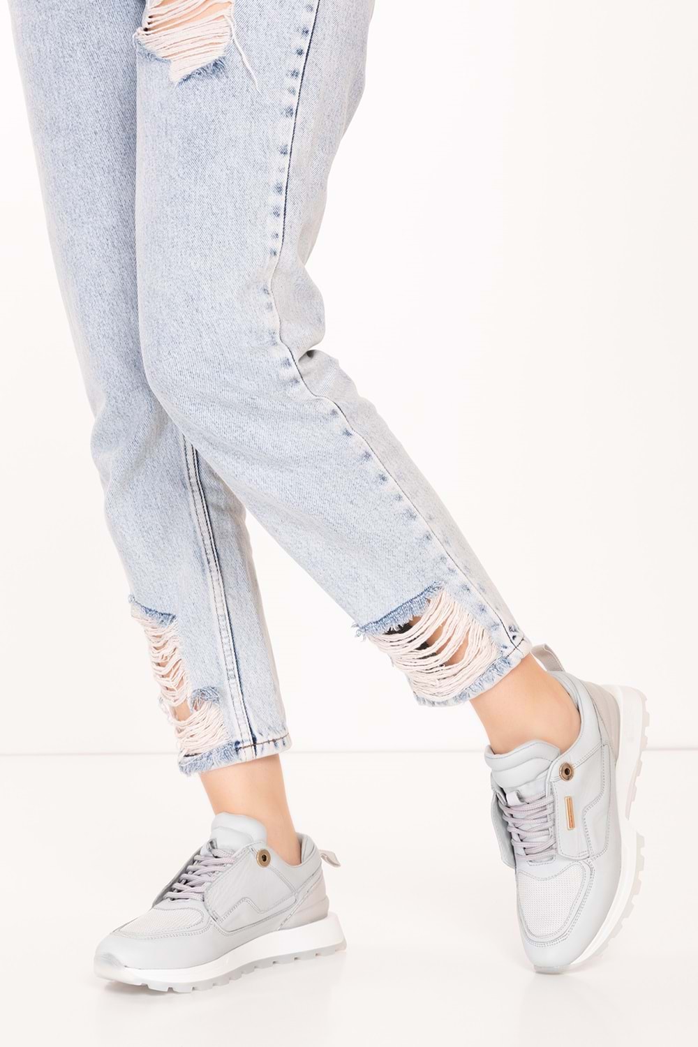 Gondol Kadın Içi Dışı Hakiki Deri Günlük Rahat Ayakkabı tnl.1001 - Buz Gri - 40