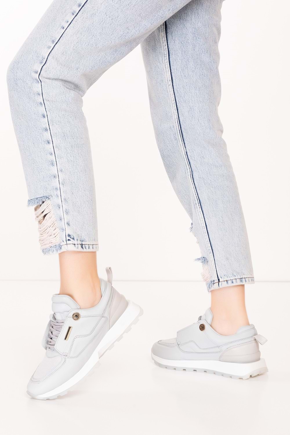 Gondol Kadın Içi Dışı Hakiki Deri Günlük Rahat Ayakkabı tnl.1001 - Buz Gri - 40