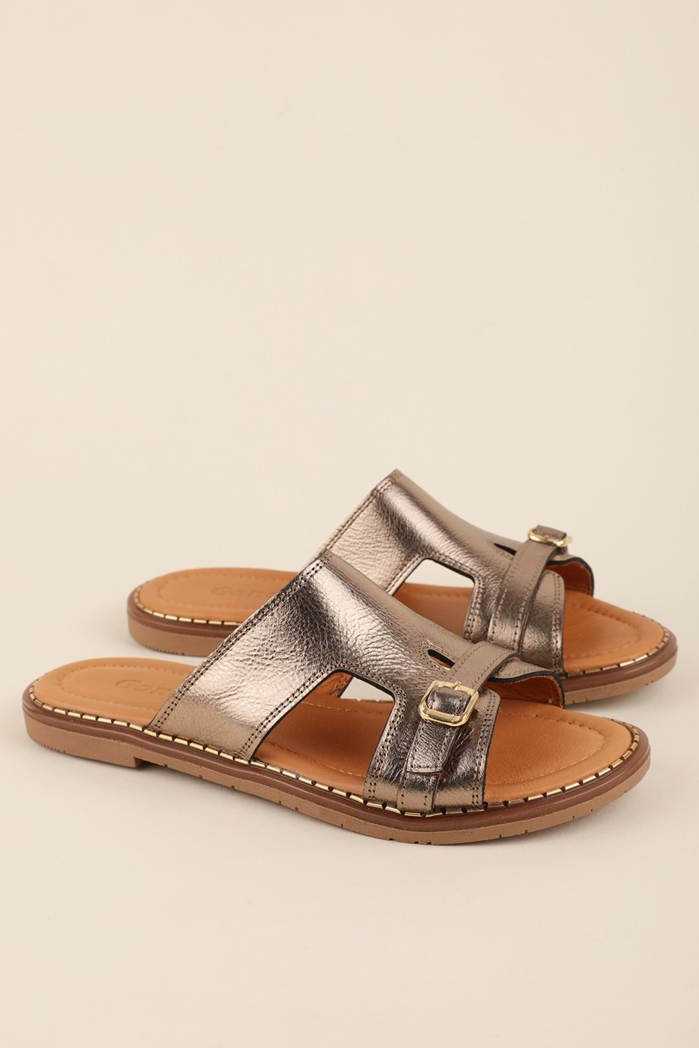 Gondol Hakiki Deri Raht Modern Günlük Terlik ez.5413mt - Bakır - 37