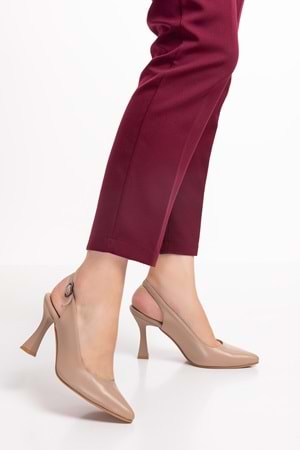 Gondol Kadın Hakiki Deri Stiletto Ayakkabı şhn.824 - Vizon - 42