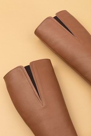 Gondol Hakiki Deri Yanları Latikli Esnek Binici Çizme anl.2704 - Ceviz - 40