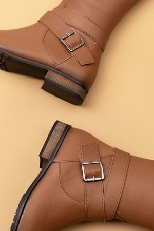 Gondol Hakiki Deri Yanları Latikli Esnek Binici Çizme anl.2704 - Ceviz - 40