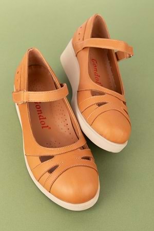 Gondol Hakiki Deri Anatomik Taban Cırtlı Rahat Ayakkabı mlk.5470 - Taba - 41