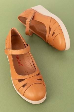 Gondol Hakiki Deri Anatomik Taban Cırtlı Rahat Ayakkabı mlk.5470 - Taba - 41