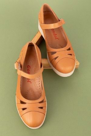 Gondol Hakiki Deri Anatomik Taban Cırtlı Rahat Ayakkabı mlk.5470 - Taba - 41