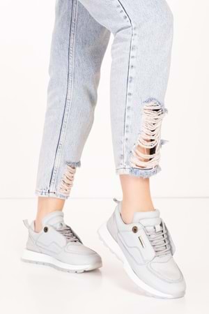 Gondol Kadın Içi Dışı Hakiki Deri Günlük Rahat Ayakkabı tnl.1001 - Buz Gri - 40