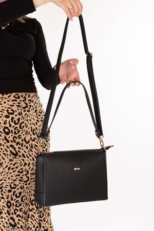 Gondol Kadın Günlük El ve Omuz Çantası ald.4584 - Siyah Flötr - TEK EBAT