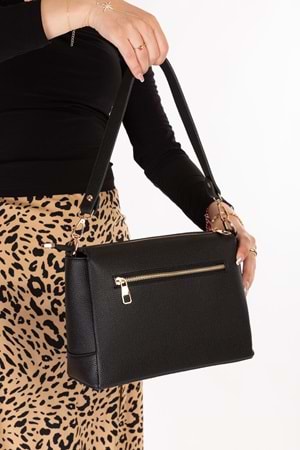 Gondol Kadın Günlük El ve Omuz Çantası ald.4584 - Siyah Flötr - TEK EBAT