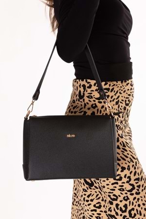 Gondol Kadın Günlük El ve Omuz Çantası ald.4584 - Siyah Flötr - TEK EBAT