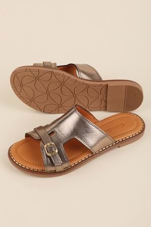 Gondol Hakiki Deri Raht Modern Günlük Terlik ez.5413mt - Bakır - 37